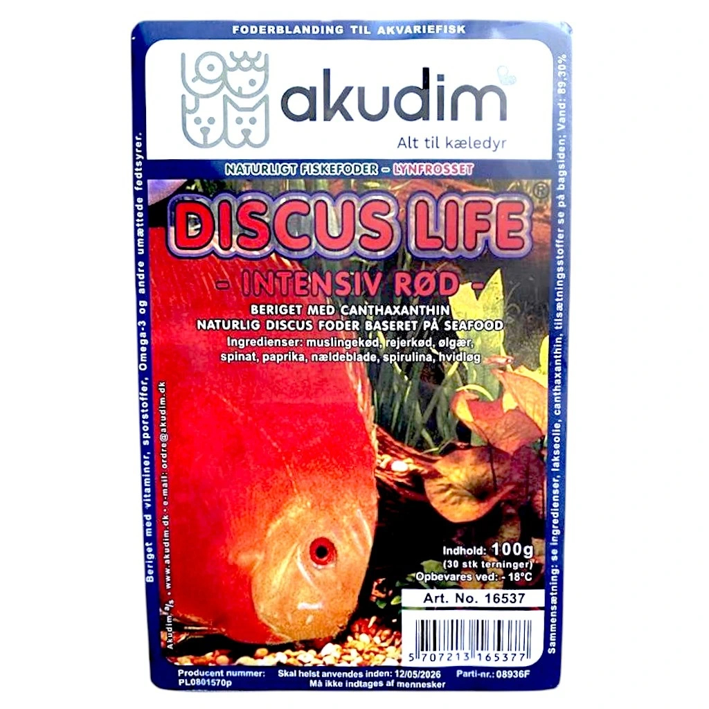 Frostfoder Ak Discus Life Intensiv Rød 100 g